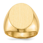 14k 16.0x18.5mm Oval Closed Back Mens Signet Ring