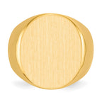 14k 17.5x19.5mm Oval Closed Back Mens Signet Ring