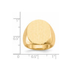 14k 17.5x19.5mm Oval Closed Back Mens Signet Ring