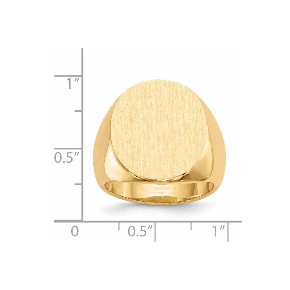 14k 17.5x19.5mm Oval Closed Back Mens Signet Ring