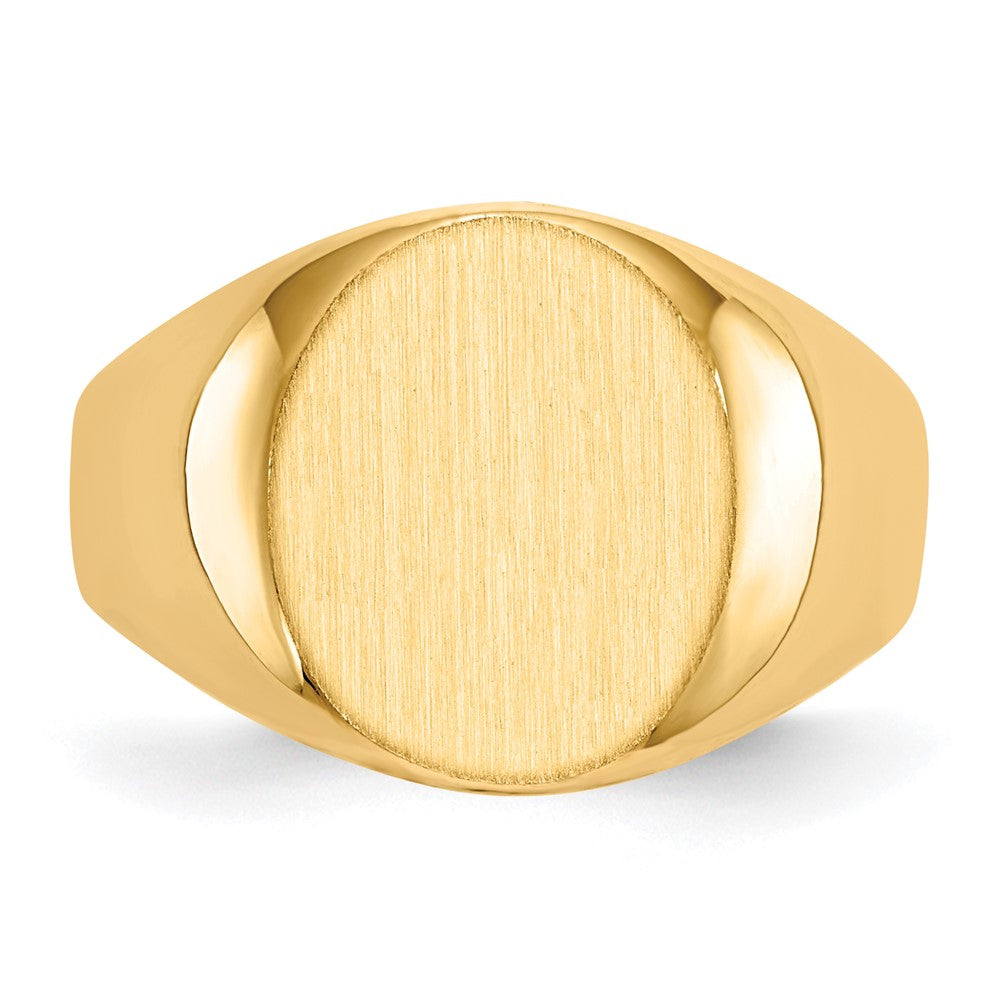 14k 12.0x14.5mm Oval Open Back Mens Signet Ring