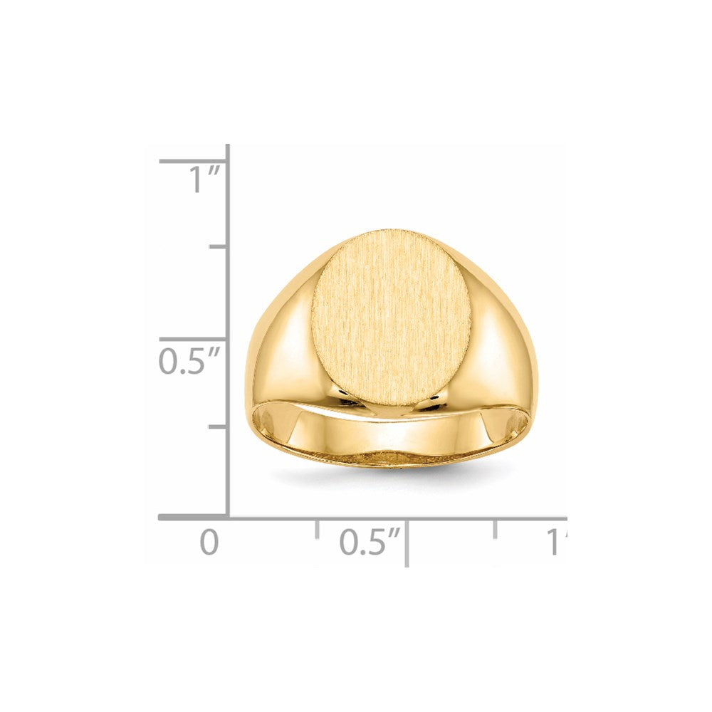 14k 12.0x14.5mm Oval Open Back Mens Signet Ring
