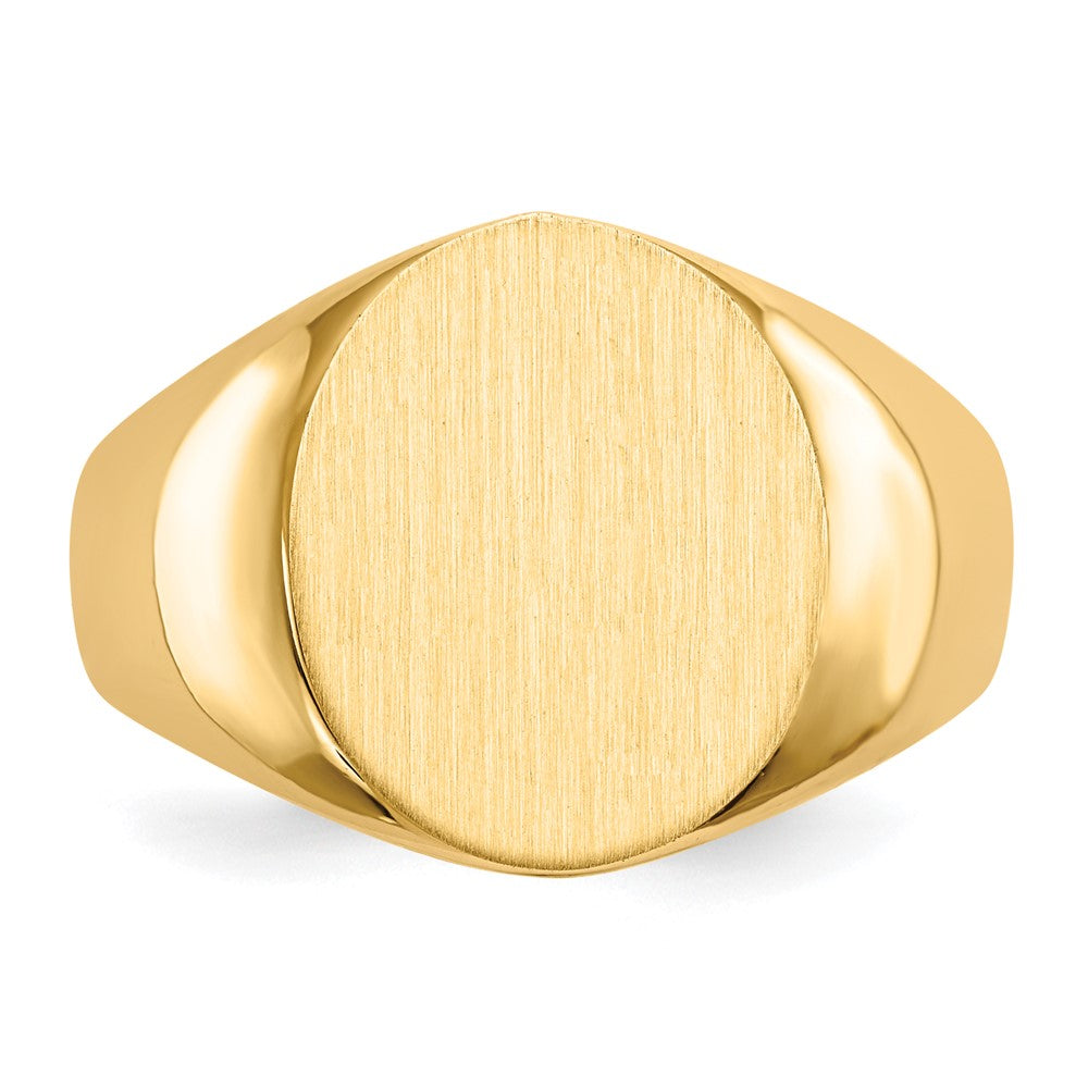 14k 13.5x15.0mm Oval Open Back Mens Signet Ring
