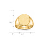 14k 13.5x15.0mm Oval Open Back Mens Signet Ring