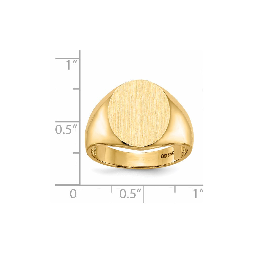 14k 13.5x15.0mm Oval Open Back Mens Signet Ring