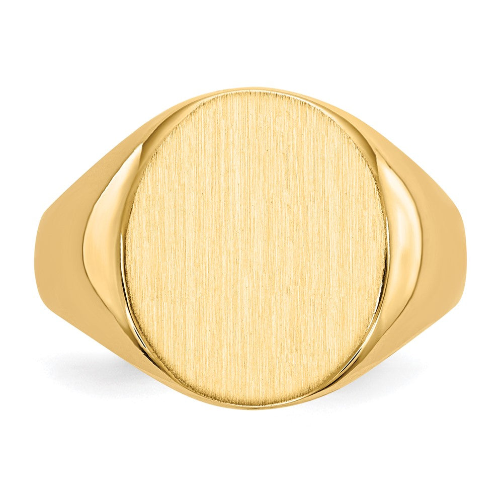 14k 13.0x14.0mm Oval Open Back Mens Signet Ring