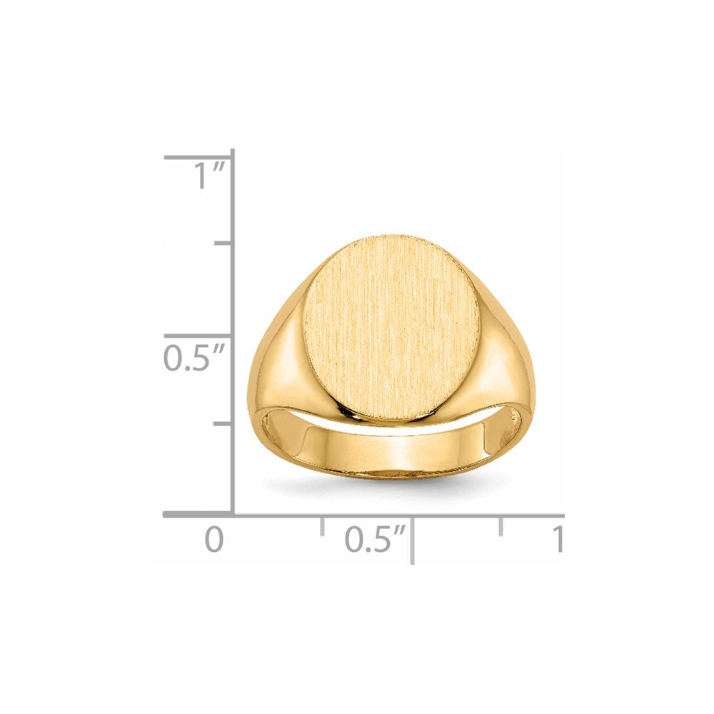 14k 13.0x14.0mm Oval Open Back Mens Signet Ring