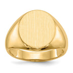 14k 13.5x16.0mm Oval Open Back Mens Signet Ring