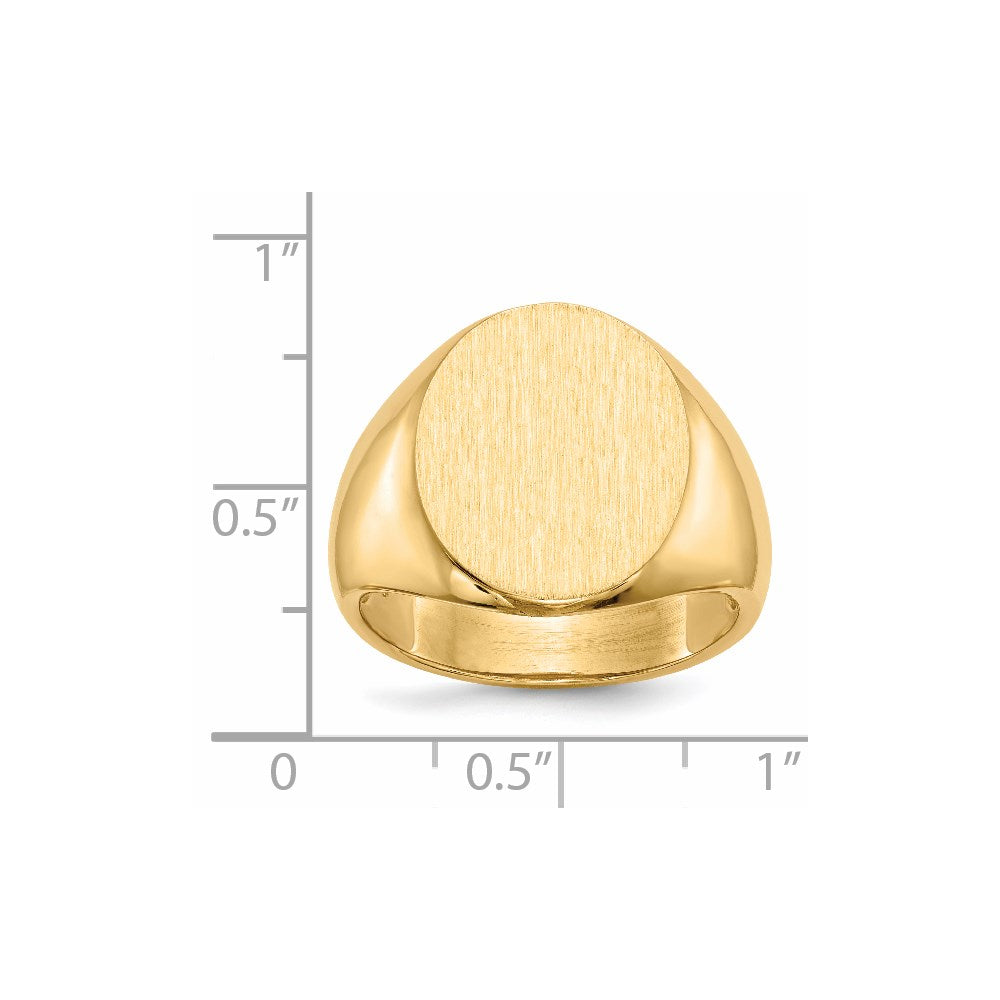 14k 14.0 x18.0mm Oval Open Back Mens Signet Ring