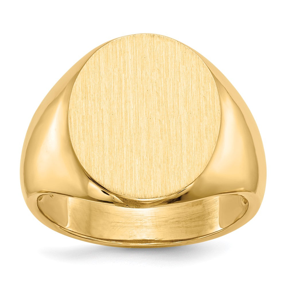 14k 14.0 x18.0mm Oval Open Back Mens Signet Ring