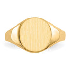14k 9.5x10.0mm Oval Closed Back Signet Ring