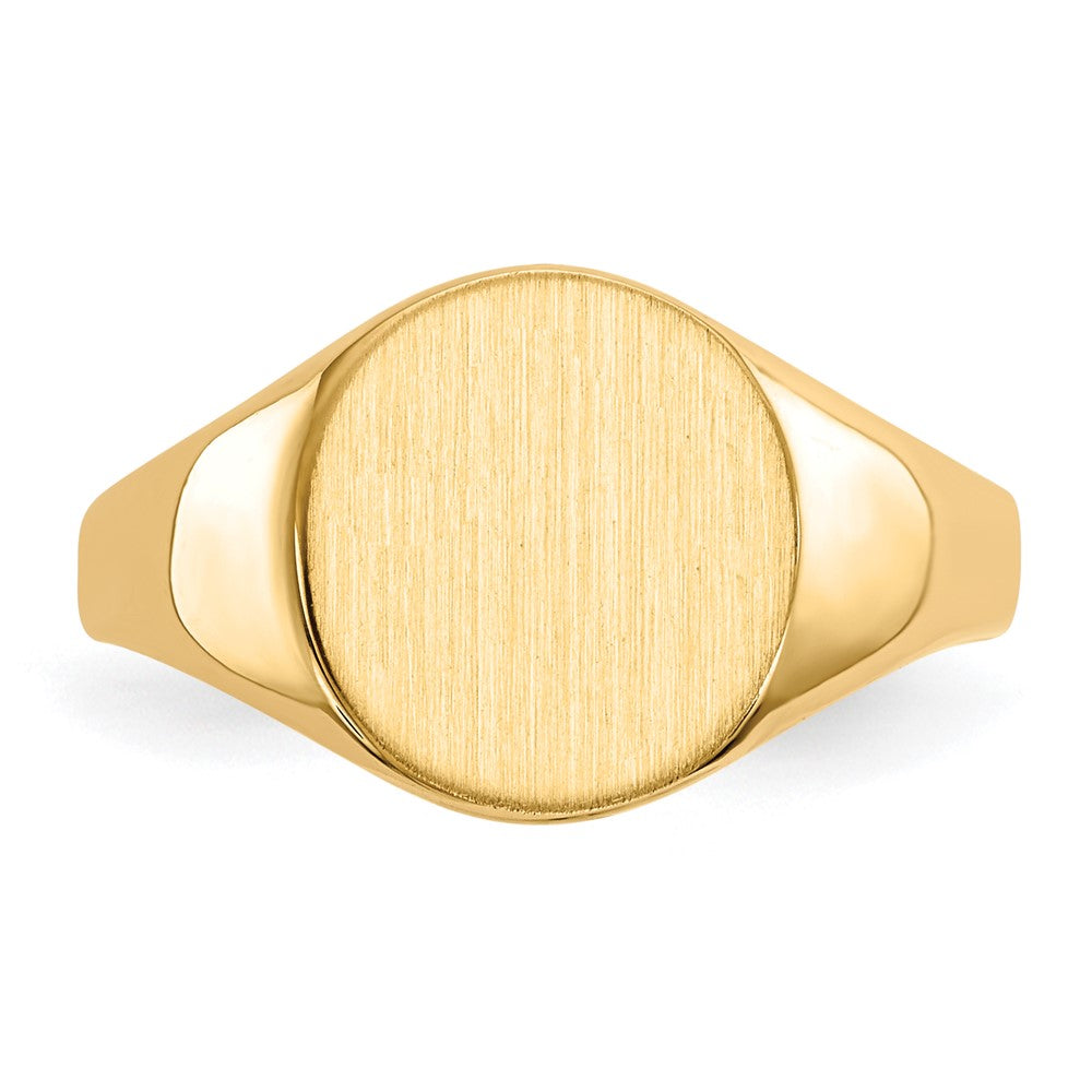 14k 9.5x10.0mm Oval Closed Back Signet Ring
