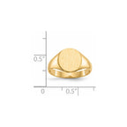 14k 9.5x10.0mm Oval Closed Back Signet Ring