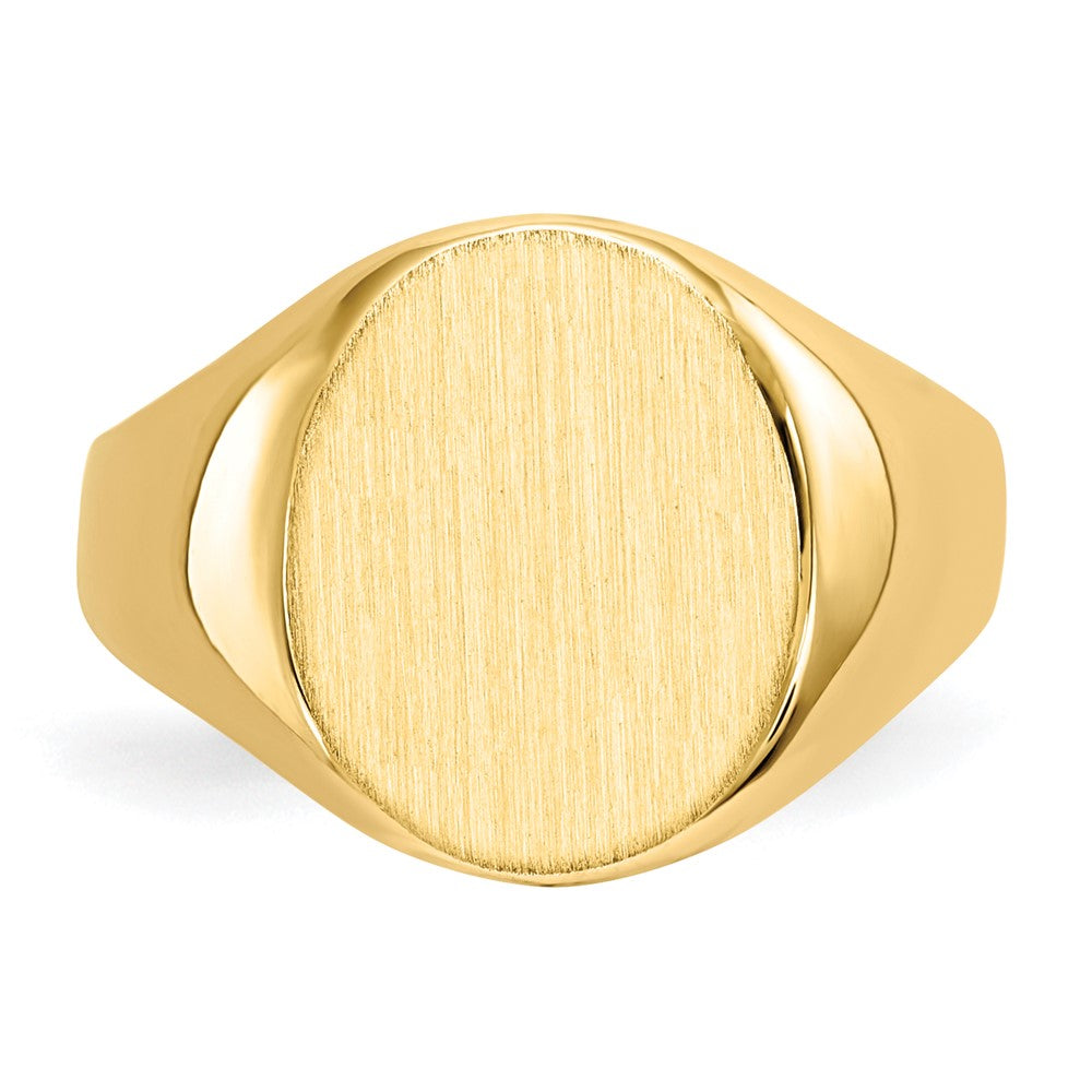 14k 10.5x12.0mm Oval Closed Back Signet Ring