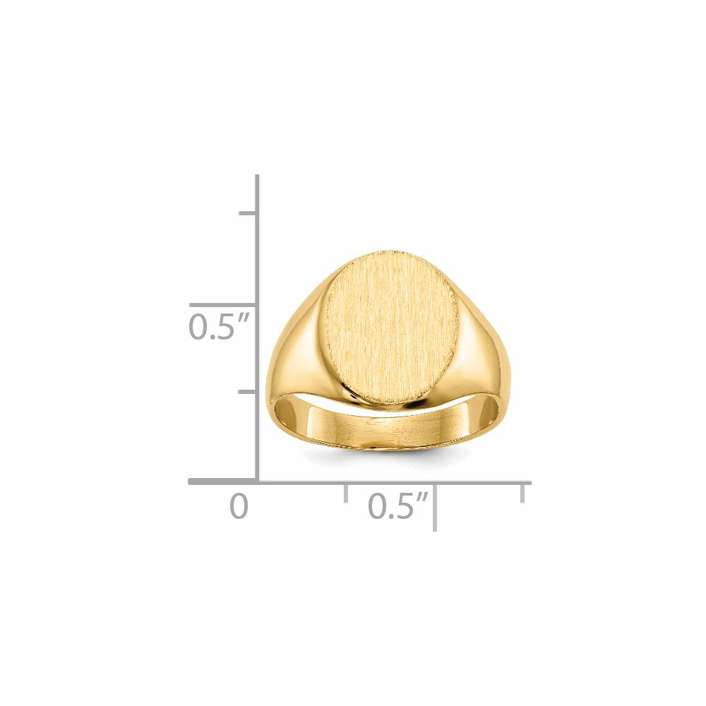 14k 10.5x12.0mm Oval Closed Back Signet Ring