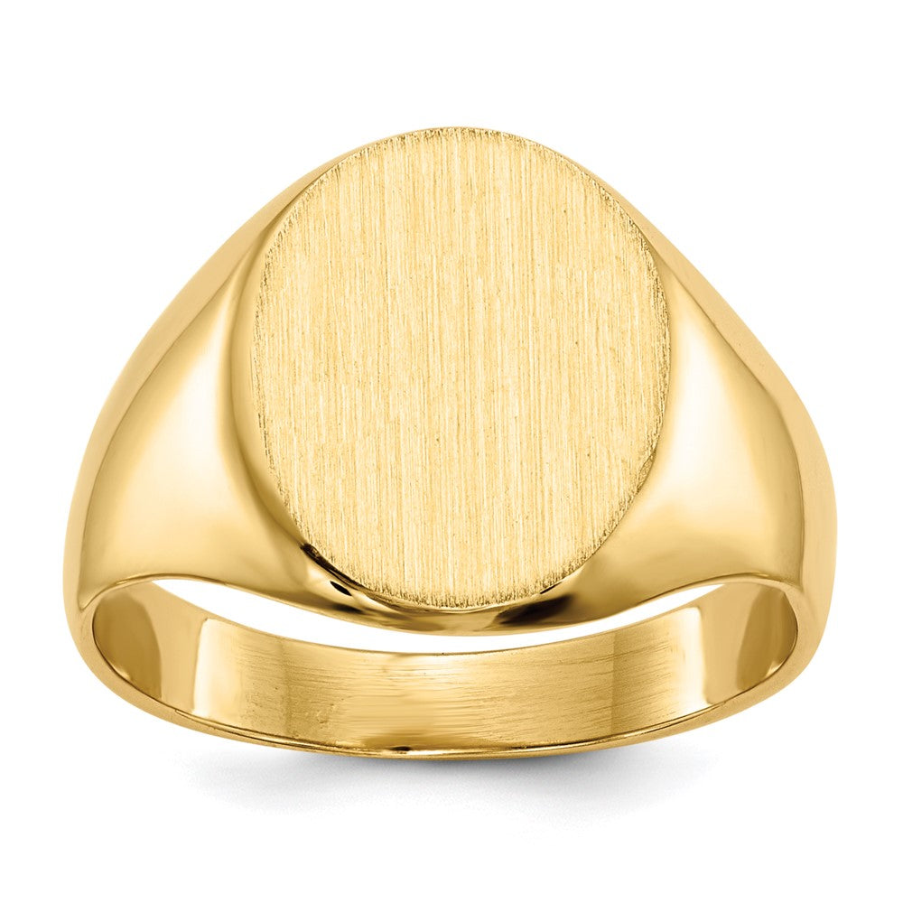 14k 10.5x12.0mm Oval Closed Back Signet Ring