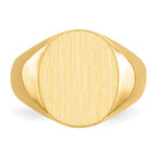 14k 12.5x14.0mm Oval Closed Back Signet Ring