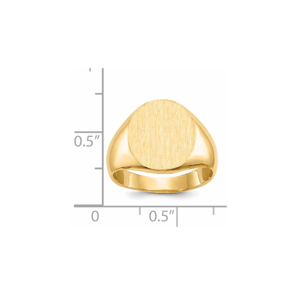 14k 12.5x14.0mm Oval Closed Back Signet Ring