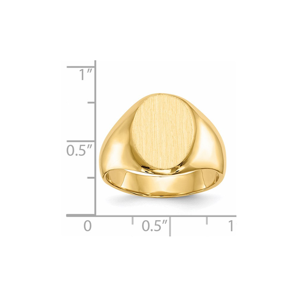 14k 11.0x15.0mm Oval Closed Back Mens Signet Ring
