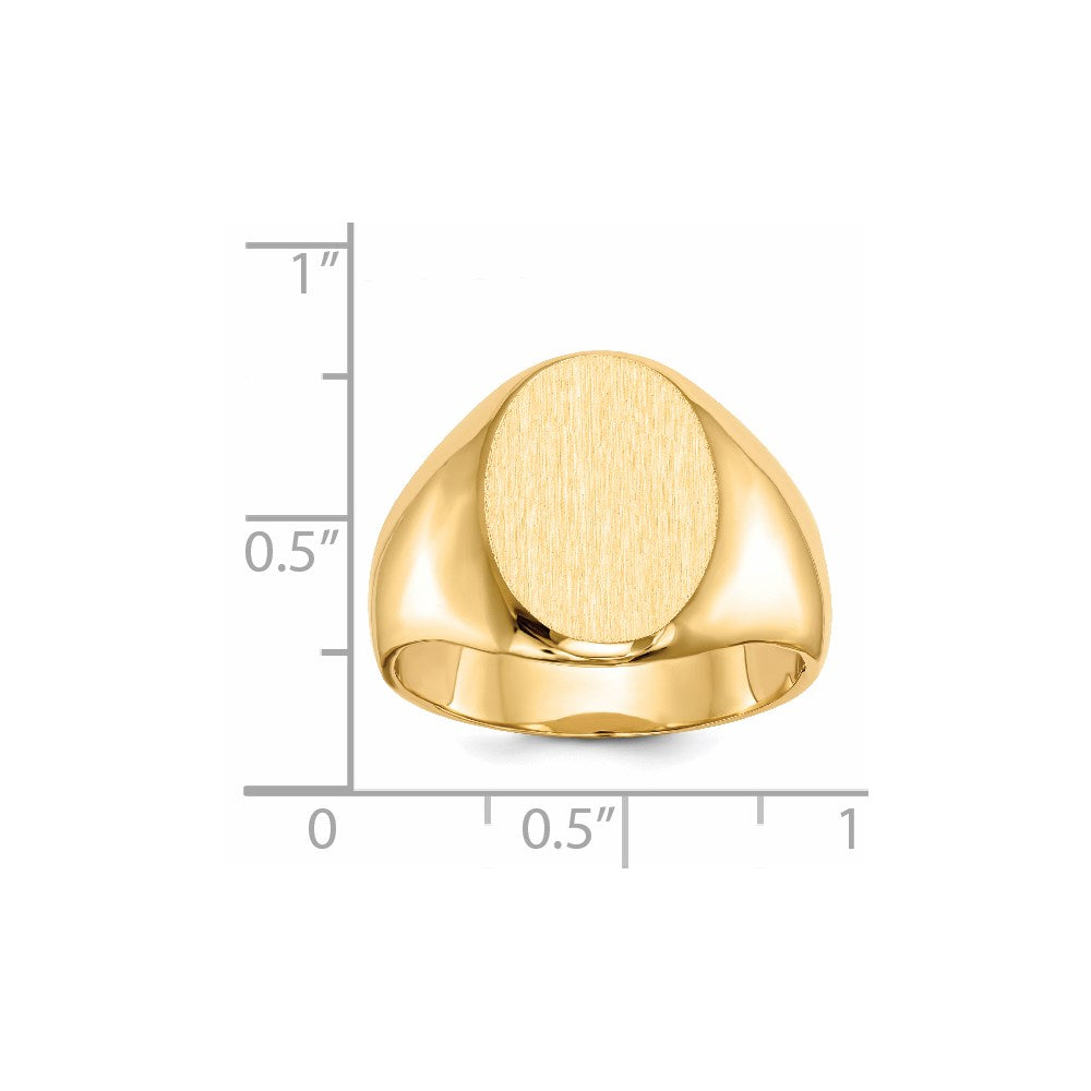 14k 11.5x16.0mm Oval Closed Back Mens Signet Ring