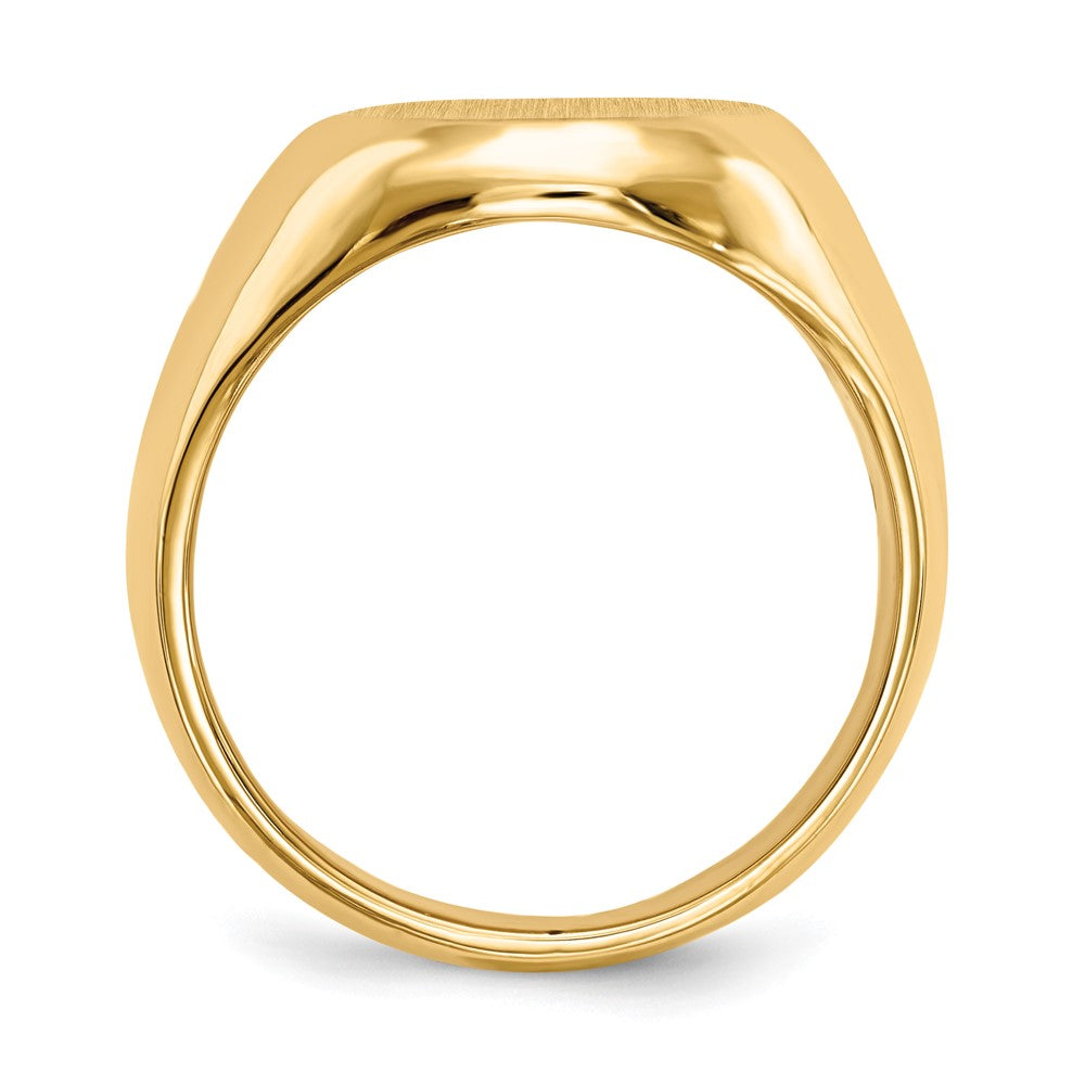14k 13.5x16.5mm Oval Closed Back Mens Signet Ring