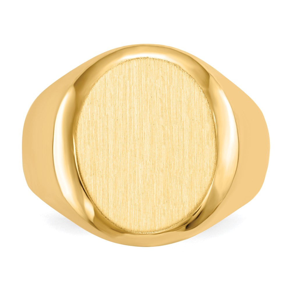 14k 13.5x16.5mm Oval Closed Back Mens Signet Ring