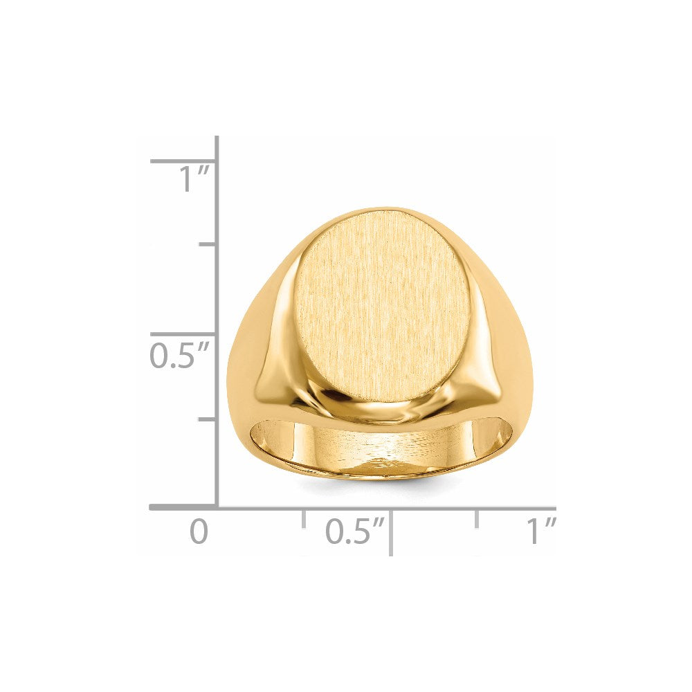 14k 13.5x16.5mm Oval Closed Back Mens Signet Ring