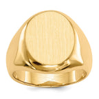 14k 13.5x16.5mm Oval Closed Back Mens Signet Ring