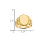 14k 10.5x13.0mm Oval Closed Back Mens Signet Ring