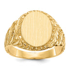 14k 10.5x13.0mm Oval Closed Back Mens Signet Ring