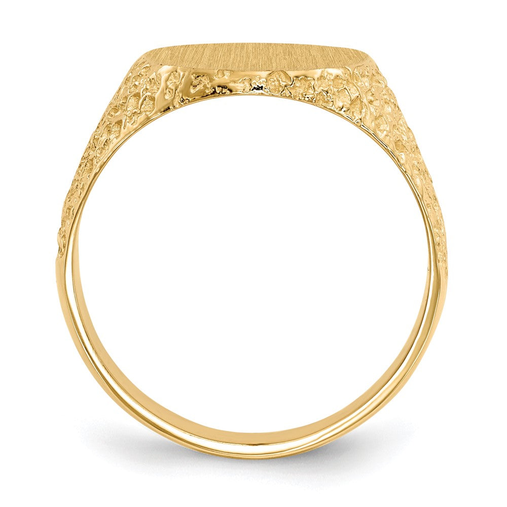 14k 13.0x17.0mm Oval Closed Back Mens Nugget Signet Ring