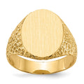 14k 13.0x17.0mm Oval Closed Back Mens Nugget Signet Ring