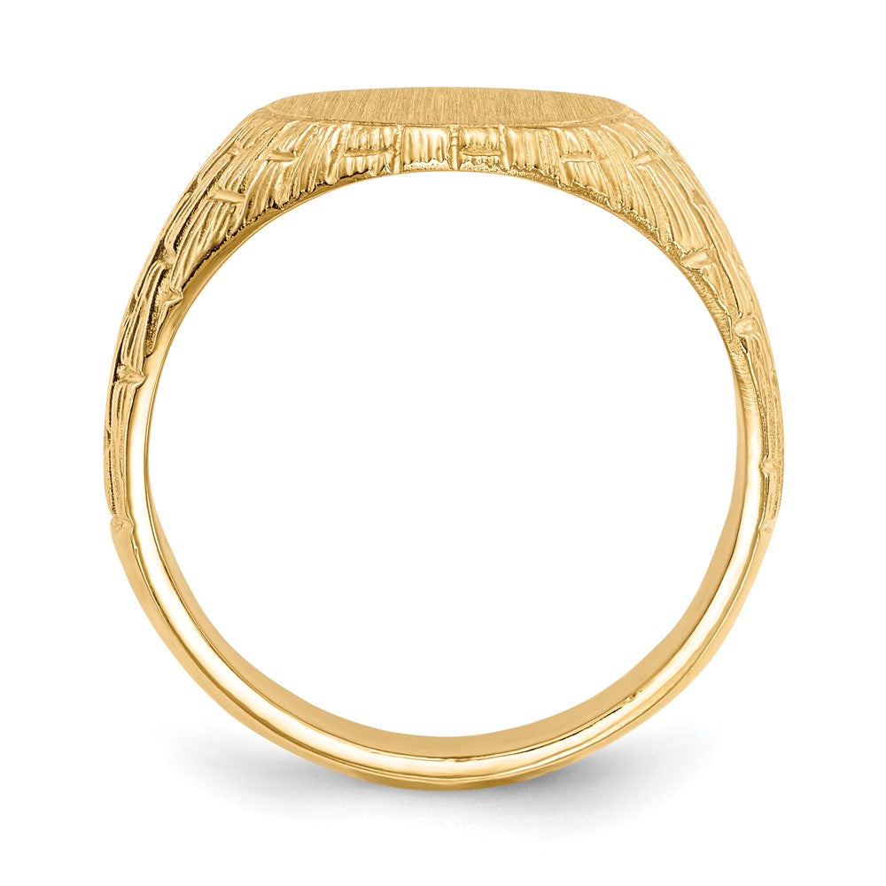14k 12.0x15.0mm Oval Closed Back Mens Signet Ring