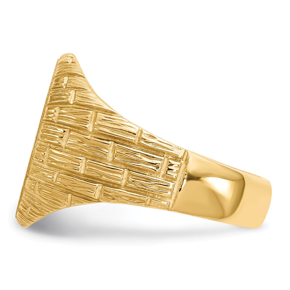 14k 12.0x15.0mm Oval Closed Back Mens Signet Ring