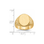 14k 12.0x15.0mm Oval Closed Back Mens Signet Ring
