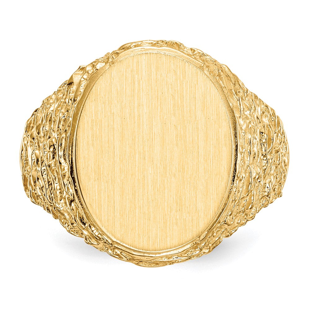 14k 14.0x17.0mm Oval Open Back Mens Signet Ring