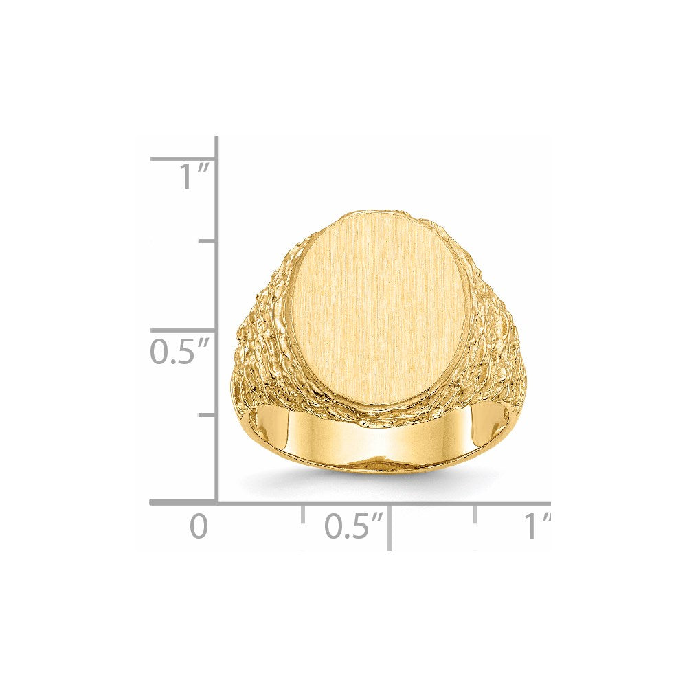 14k 14.0x17.0mm Oval Open Back Mens Signet Ring