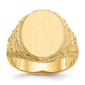 14k 14.0x17.0mm Oval Open Back Mens Signet Ring