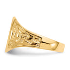 14k 11.0x14.5mm Oval Closed Back Mens Nugget Signet Ring