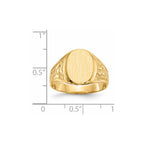14k 11.0x14.5mm Oval Closed Back Mens Nugget Signet Ring
