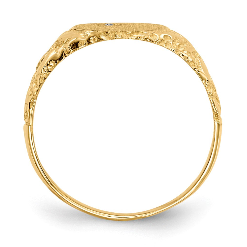 14k 1/2 point VS Diamond 9.0x11.0mm Oval Closed Back Nugget Signet Ring