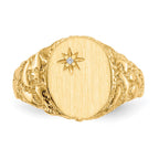 14k 1/2 point A Diamond 9.0x11.0mm Oval Closed Back Nugget Signet Ring