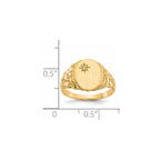 14k 1/2 point AA Diamond 9.0x11.0mm Oval Closed Back Nugget Signet Ring