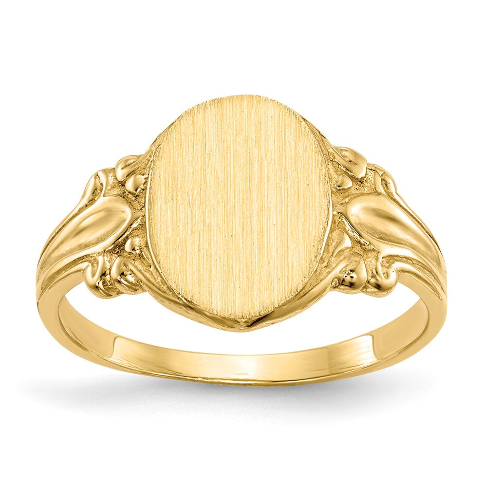 14k 8.0x10.0mm Oval Closed Back Signet Ring