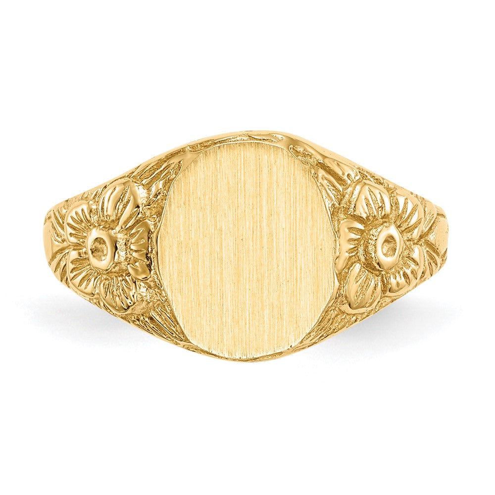 14k 8.0x10.0mm Oval Closed Back Signet Ring