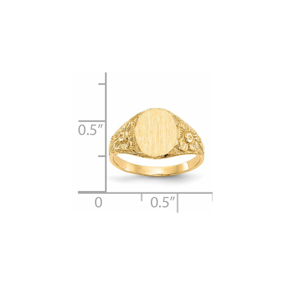 14k 8.0x10.0mm Oval Closed Back Signet Ring