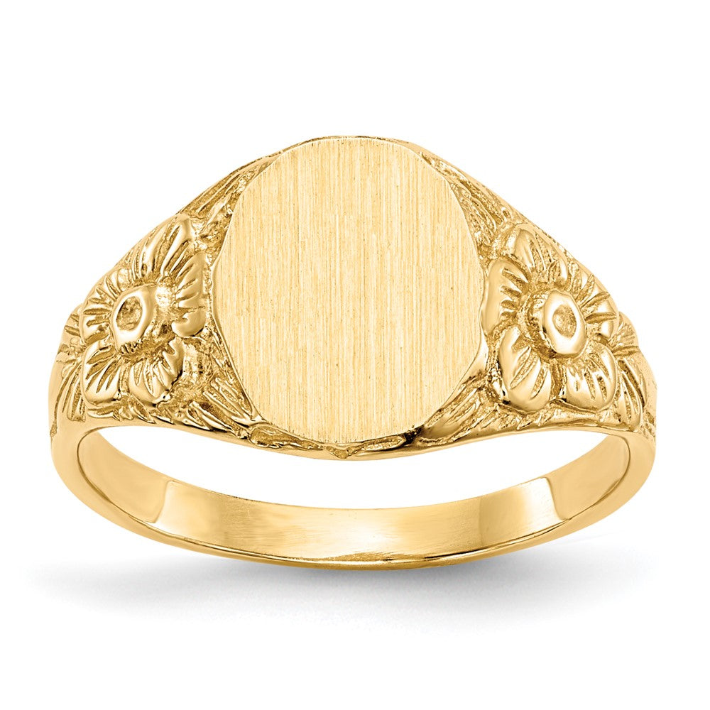 14k 8.0x10.0mm Oval Closed Back Signet Ring