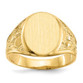 14k 11.5x15.0mm Oval Open Back Mens Nugget Signet Ring