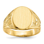 14k 11.5x15.0mm Oval Open Back Mens Nugget Signet Ring