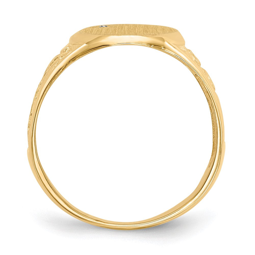 14k .02ct. VS Diamond 11.0x15.0mm Oval Open Back Mens Nugget Signet Ring